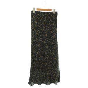 LEOPARD SKIRT スカート フレア マキシ ロング 36 茶 ブラウン /AT OS