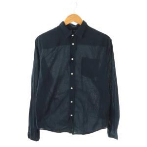 LUKE コットンロングスリーブシャツ 長袖 スタンドカラー 紺 ネイビー /AT OS