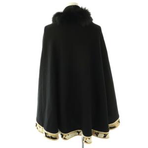LEONARD FASHION ファー付き ニットポンチョ 40 ブラック