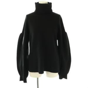 パフスリーブタートルネックニット セーター ブラック /DO OS