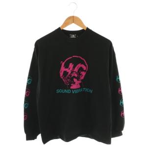 HG SOUND VIBRATION リブ付Tシャツ カットソー M ブラック ピンク ブルー /DO