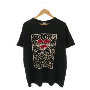 HYS PARTY オーバーサイズTシャツ カットソー F ブラック アイボリー レッド /DO OS