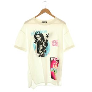 × プレイボーイ PLAYBOY プリントTシャツ カットソー F ホワイト マルチカラー /DO OS