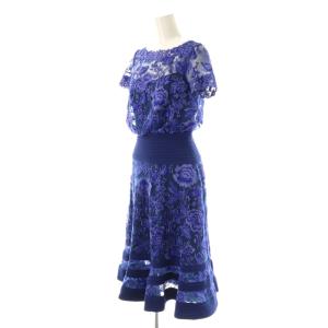 TADASHI SHOJI フラワーエンブロイダリー ブラウジングドレス ワンピース 0 ブルー