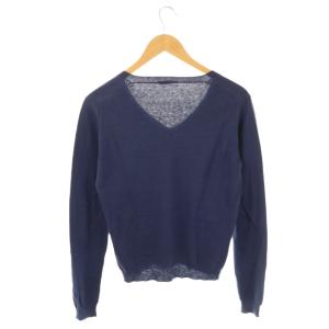 PRADA コットン カシミヤ混 Vネック ニット セーター 42 ネイビー /ES OS