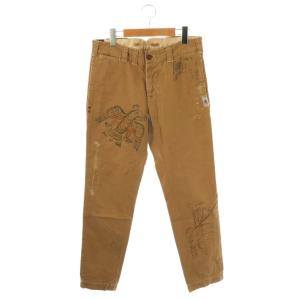 ダメージ加工パンツ テーパードパンツ 30 キャメル /DF OS