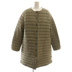ダウンコート ロング ノーカラー 34 カーキ /AT OS