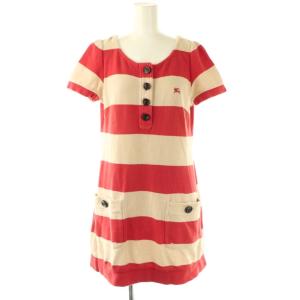 半袖ボーダーワンピース ミニ 38 ベージュ オレンジ /HK OS