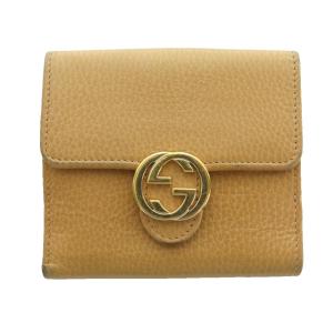 インターロッキングG 二つ折り財布 レザー ベージュ 615525 /SS OS
