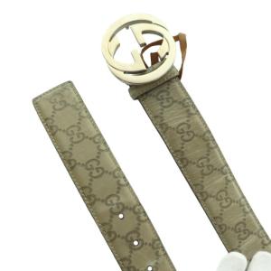 GUCCI グッチシマ Guccissima ベルト インターロッキングG バックル付き レザー 90・36 茶 ブラウン