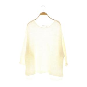 Linen Boat neck Knit ニット プルオーバー 長袖 ホワイト /DF OS