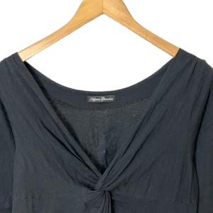 HYSTERIC GLAMOUR アシンメトリー 五分袖 チュニック カットソー プリント F 黒 ブラック 2CT-1170 FY