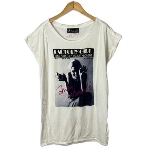 フレンチスリーブ  カットソー ノースリーブ プリント F 白 ホワイト 0333CT07 FY