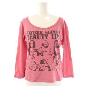 七分丈カットソー F ピンク ブラック 黒 プリント /CX OS