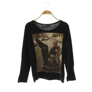 プリント長袖カットソー Tシャツ ロンT F 黒 ブラック マルチカラー /CX OS