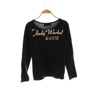 HYSTERIC GLAMOUR プリント長袖カットソー Tシャツ ロンT F 黒 ブラック マルチカラー /CX OS