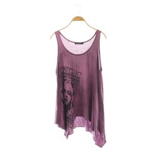 ノースリーブカットソー シルク混 F パープル ブラック /DO OS