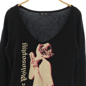 HYSTERIC GLAMOUR 長袖カットソー F ブラック ライトベージュ ピンク /DO OS