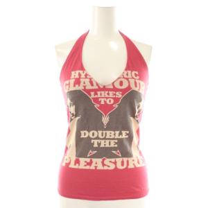 ホルターネック カットソー ノースリーブ プリント F ピンク ブラウン ベージュ /CX OS