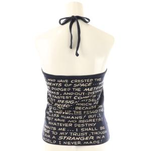 HYSTERIC GLAMOUR ホルダーネック カットソー プリント F ネイビー ベージュ /CX OS