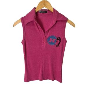 ノースリーブ ハーフボタン カットソーヒスガール F ピンクFY