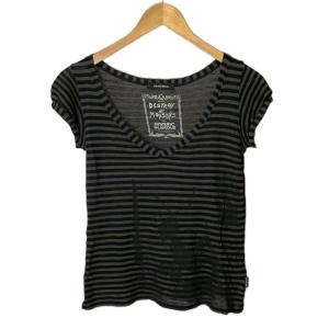 ボーダー Vネック カットソー 半袖 Tシャツ F グレー ブラック 3CT-6140 FY