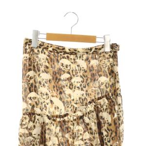 Hysterics レオパード スカル フレアスカート ギャザー S ブラウン ベージュ ブラック /ES OS