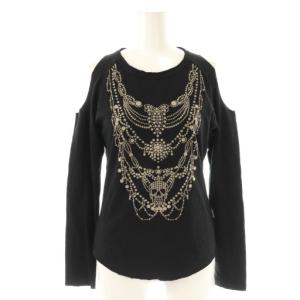 スカル 長袖カットソー F 黒 ブラック ベージュ /CX OS