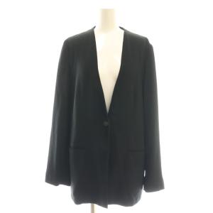 POWDER CREPE COLLARLESS JK ノーカラージャケット カラーレスジャケット 4 ブラック