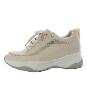 プラスダイアナ スニーカー ローカット プラットフォーム 厚底 レザー 24cm ベージュ /YO9