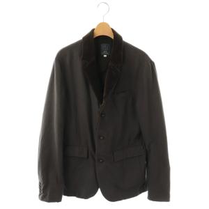 sesame 裏ベルベット ジャケット テーラード 背抜き L チャコール ダークブラウン /CX OS