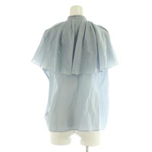 TOMORROWLAND collection 23SS コットンシルク ラッフルカラーブラウス ノースリーブ フリル 36 ライトブルー /MY OS