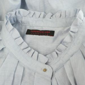 TOMORROWLAND collection 23SS コットンシルク ラッフルカラーブラウス ノースリーブ フリル 36 ライトブルー /MY OS