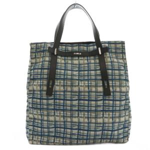 マン ジョーヴェ MAN GIOVE トートバッグ チェック ナイロン 青 ブルー グレー /SS OS