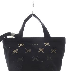 TOCCA ナイロン リボン 2WAYバッグ ハンドバッグ トートバッグ 黒 ブラック /SR