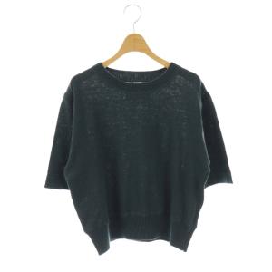 HIGHGAUGE COTTON LINEN ニット カットソー ハーフスリーブ リネン混 2 ダークグリーン