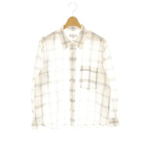 チェック柄コットンロングスリーブシャツ 前開き 1 ホワイト ベージュ グレー /CX OS