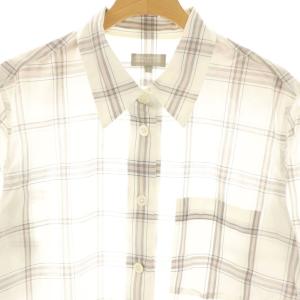 MARGARET HOWELL チェック柄コットンロングスリーブシャツ 前開き 1 ホワイト ベージュ グレー /CX OS