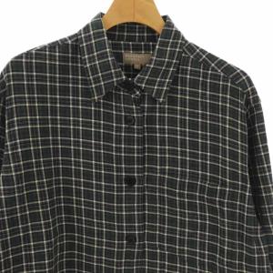MARGARET HOWELL チェック柄コットンカシミヤ混 ネルシャツ 前開き 1 グリーン グレー /CX OS