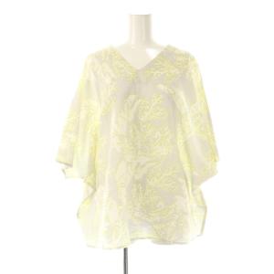 24SS ドルマンスリーブブラウス 総柄 七分袖 M グレー /HK OS