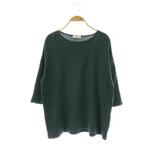 24AW コットン ボーダー カットソー 七分袖 M グリーン /HK OS