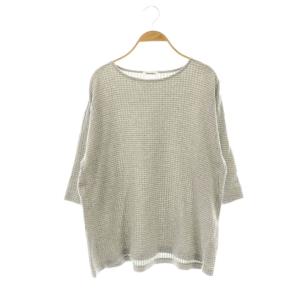 24AW コットン ボーダー カットソー 七分袖 M グレー /HK OS