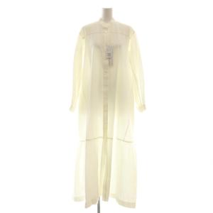 タグ付き コットンピケシャツドレス ワンピース 34 白 ホワイト アイボリー クリーム色 サイドポケット