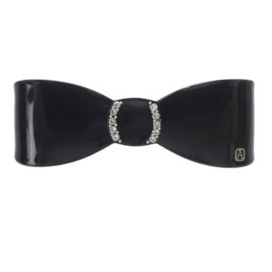 リボン バレッタ ロゴ 黒 ブラック /SR22