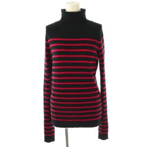 Border Turtleneck knit ニット カットソー ウール ブラック レッド /DO OS