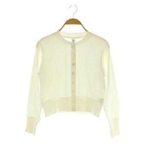 petit lulu フライスショートカーディガン 長袖 クルーネック P ホワイト /MY OS SH