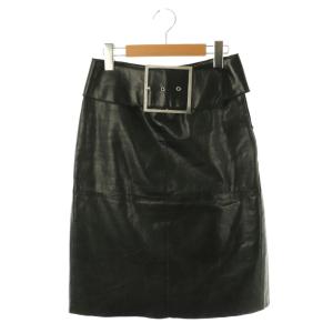 レザー スカート 膝丈 台形 38 黒 /NR OS