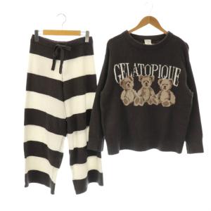セットアップ 上下 モチーフJQDプルオーバー ニット 長袖 ワイドパンツ ルームウェア 部屋着 ナイトウエア