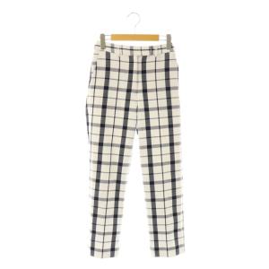 25SS 後ろゴムセンタープレステーパードパンツ チェック柄 0 ホワイト ブラック /ES OS
