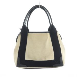 BALENCIAGA ネイビーカバスXS 2way トートバッグ アイボリー ブラック 390346